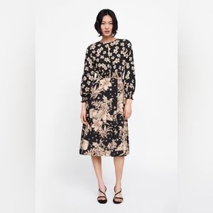 Zara xs floral Midi Dress